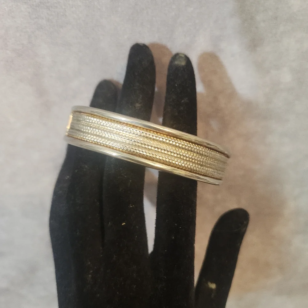 Elegant‎ Silver Toned Bangle Hinge Clasp Bracelet